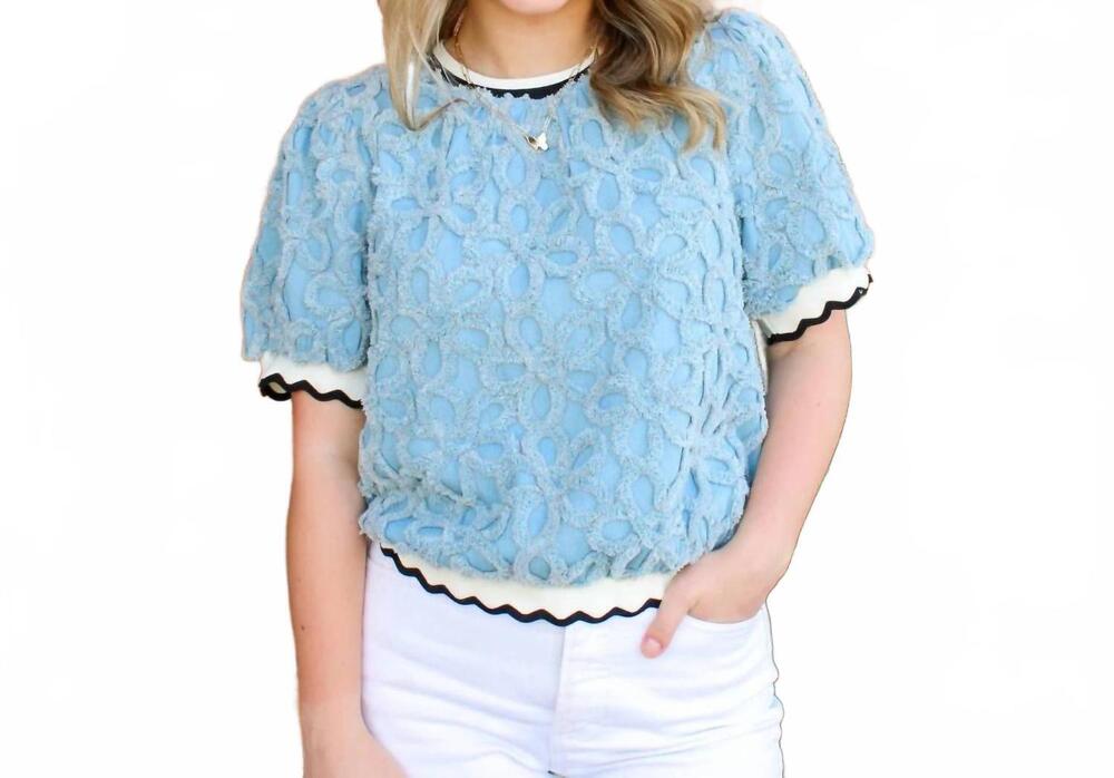 NEW VOY gracelynn crew neck blouse in cream and navy